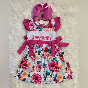 BRAND NEW WITH TAGS I Love Mommy Pink Floral Ruffle Dress